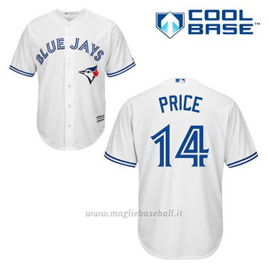 Maglia Baseball Uomo Toronto Blue Jays David Price 14 Bianco 1ªCool Base